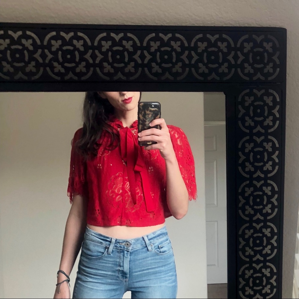 Lover Red Lace Crop Blouse
